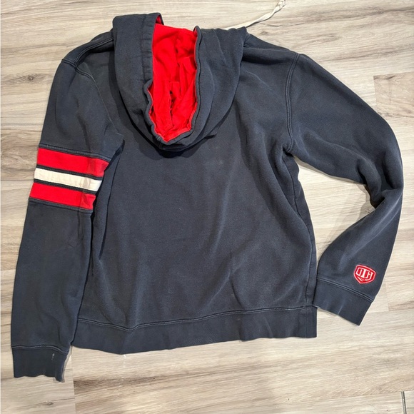 ‼️THRIFT STORE MAKE OFFER NHL Blue Jackets Hoodie Fringe Distressed Hockey - Picture 3 of 7